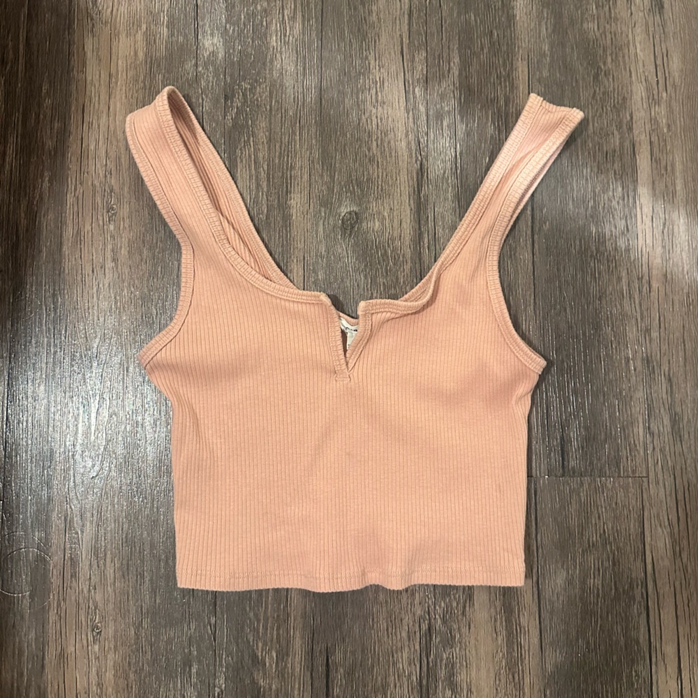 Ribbed Blush Pink Crop Tank Top